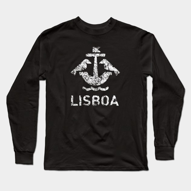 Lisbon Logo-Portugal-Lisboa Cidade-Eroded Long Sleeve T-Shirt by StabbedHeart